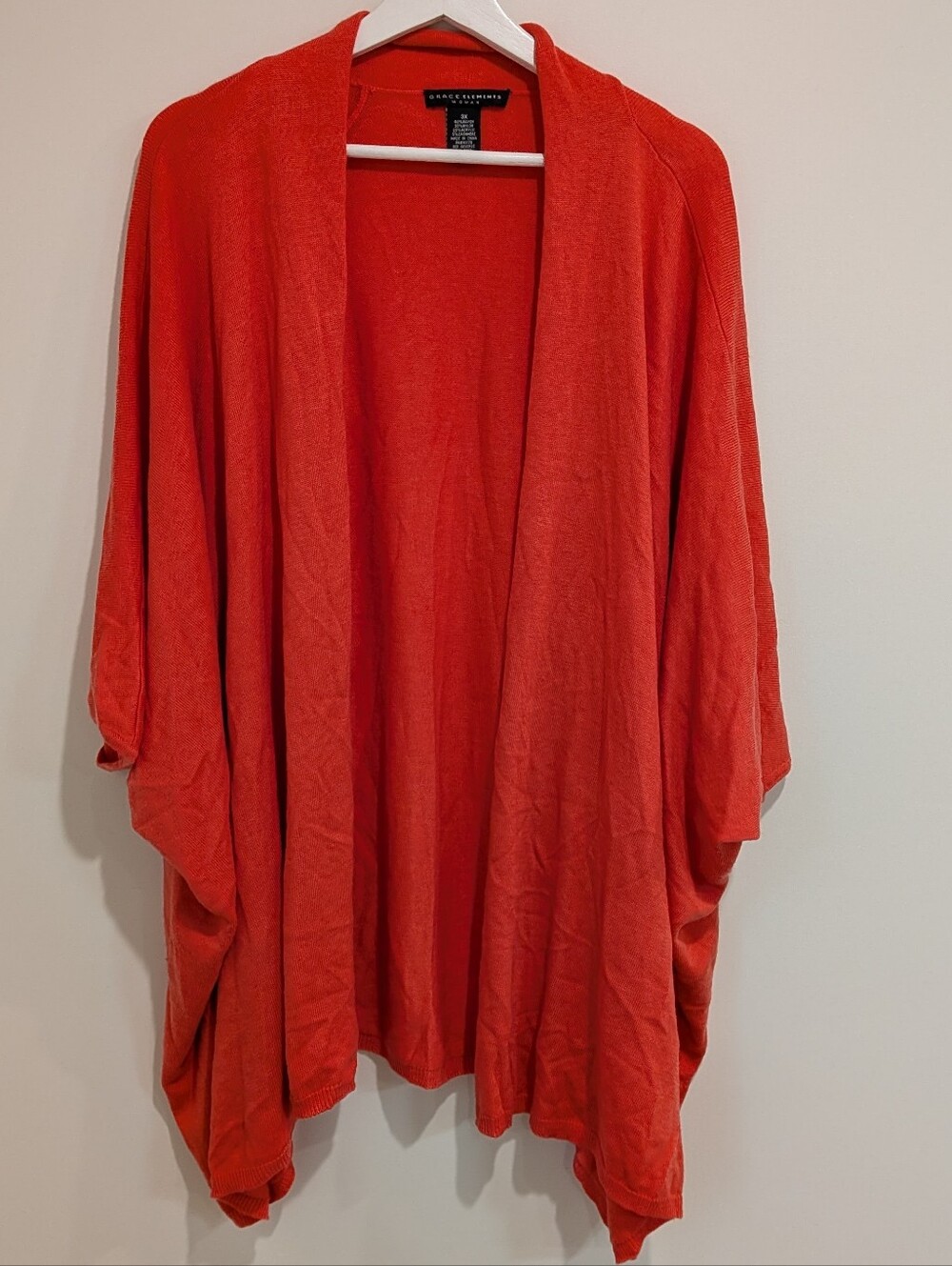 Women's Coral Orange Shortsleeve Cardigan Size 3X Maximalist Colorful